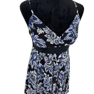 Inc‎ Babydoll Y2K Dress Womens Size 6P Silk Empire Waist Floral Blue Soft Girl